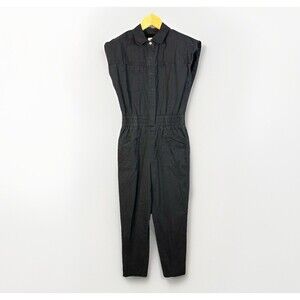 Pistola Rosie Padded Shoulder Cotton Jumpsuit Size Small Black Womens
